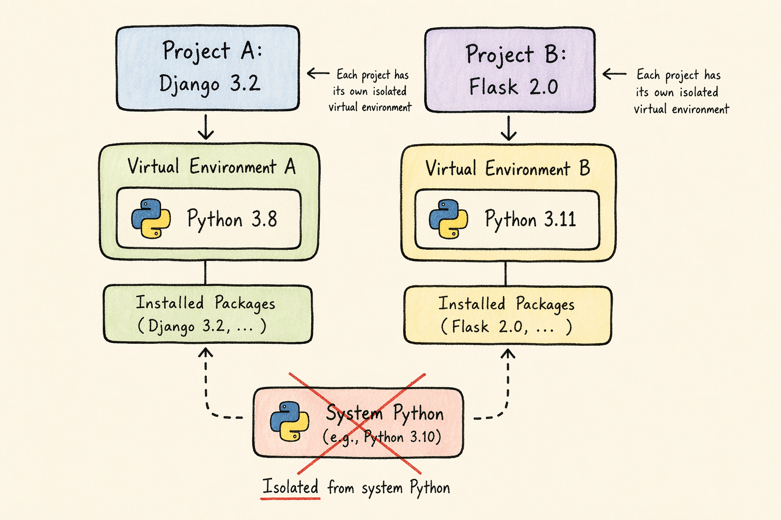 Python 虚拟环境概念图