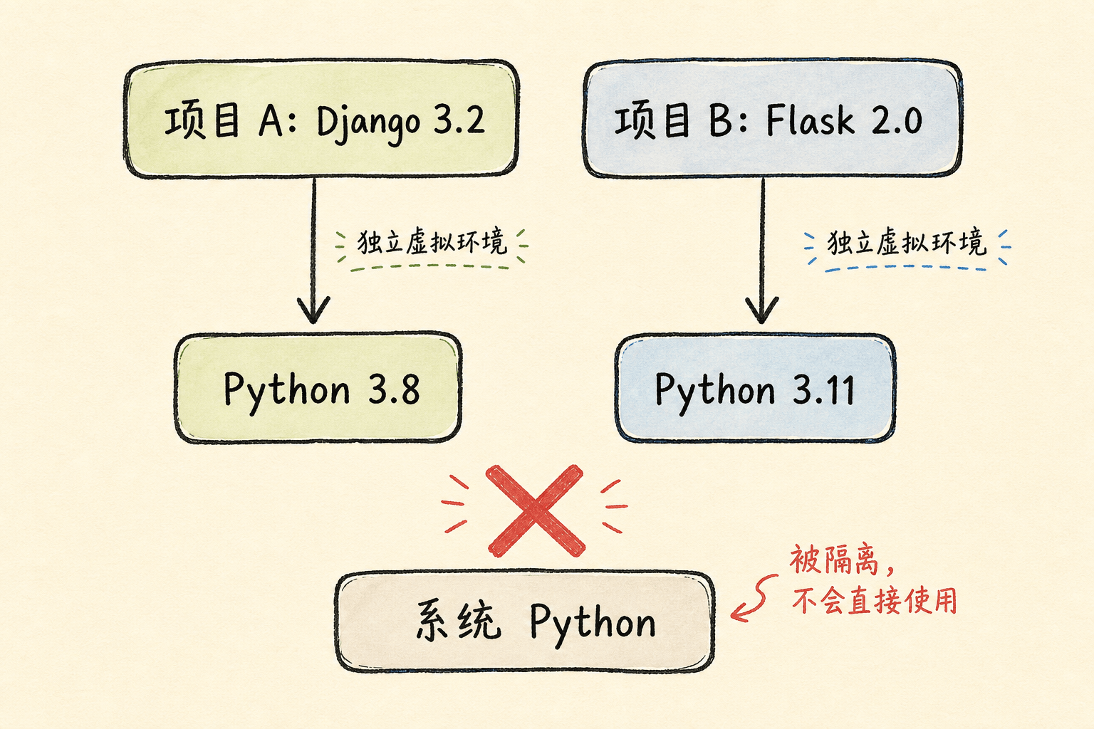 Python 虚拟环境概念图
