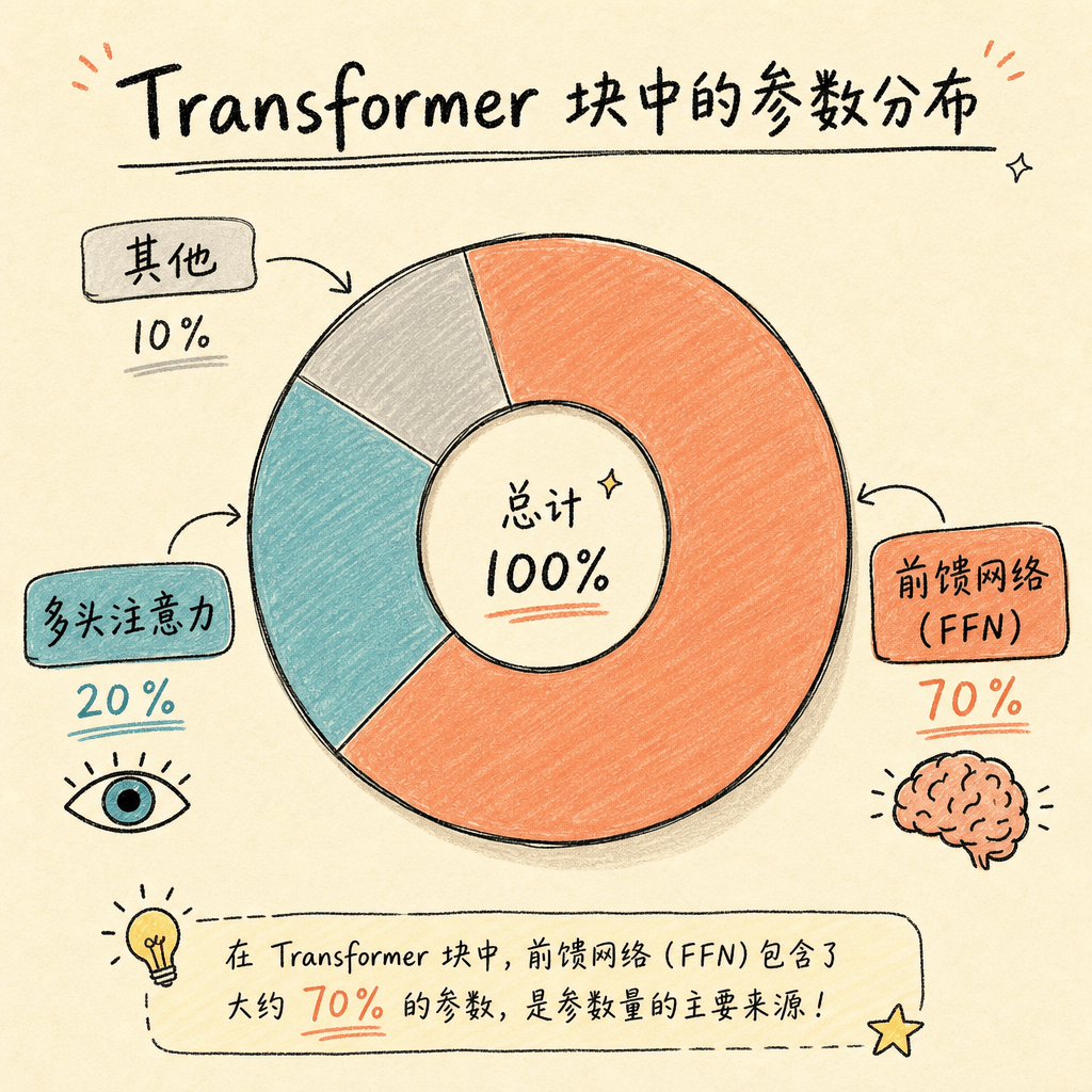 Transformer 块中的参数分布