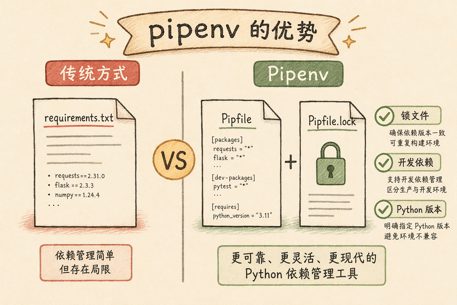 pipenv 对比图